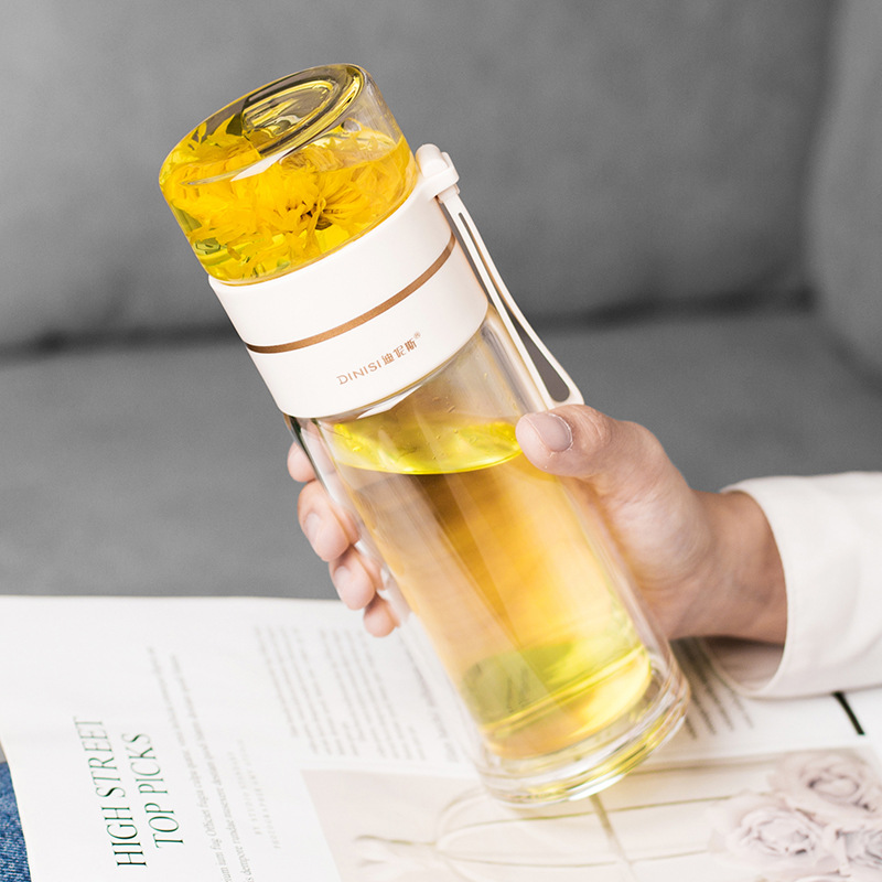 Glass Water Bottle with Tea Infuser Filter